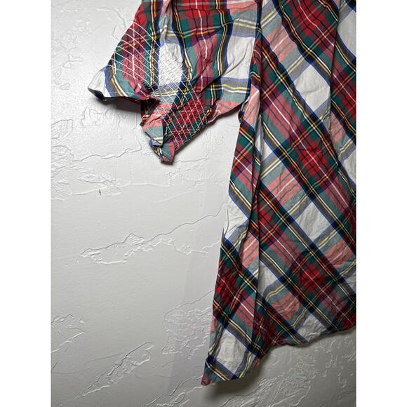 J Crew plaid smocked puff sleeve snowy stewart tartan blouse womens small - Picture 2 of 9